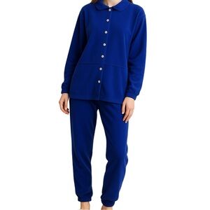 Vintage Pacer Two-Piece Blue Athleisure Set Women’s M Button Front Lounge 🔥